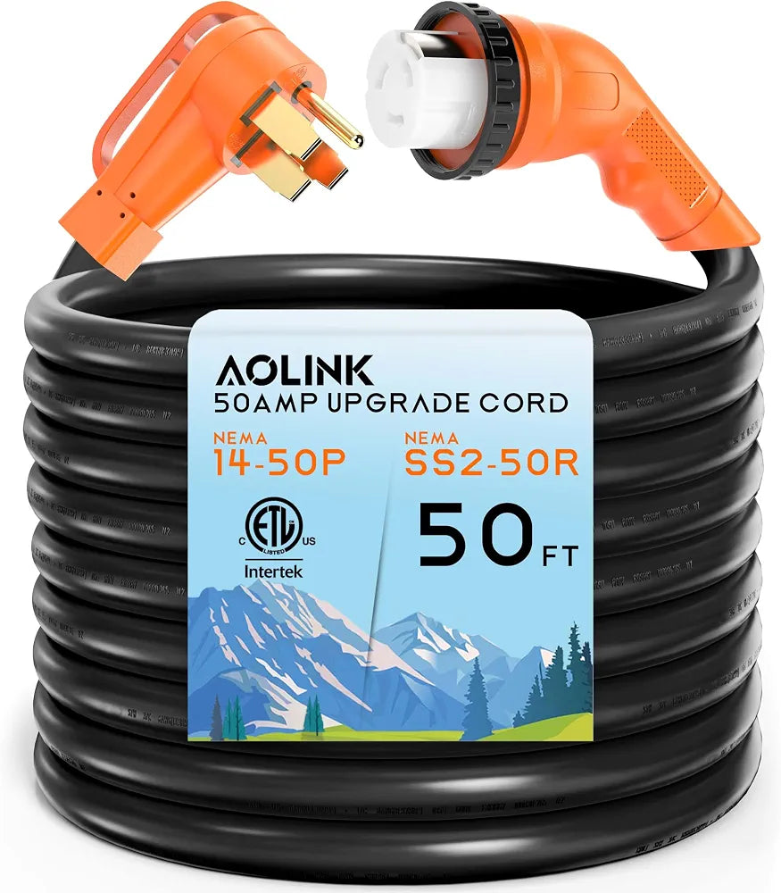 50 Amp 50 Feet RV/Generator Cord with 135° Designed Handle