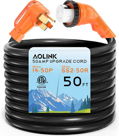 50 Amp 50 Feet RV/Generator Cord with 135° Designed Handle