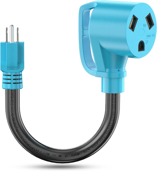 30 Amp to 110 Volt RV Adapter Cord, 30A to 15A NEMA 5-15P Male to TT-30R Female Electrical Power Dogbone with Grip Handle, Heavy Duty STW 10 Gauge for RV Trailer Camper, ETL Listed