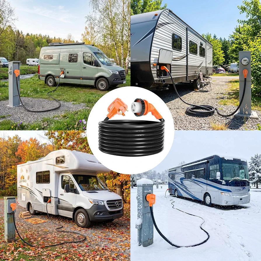 30 Amp 100 Feet RV Power Cord with 135° Designed Handle