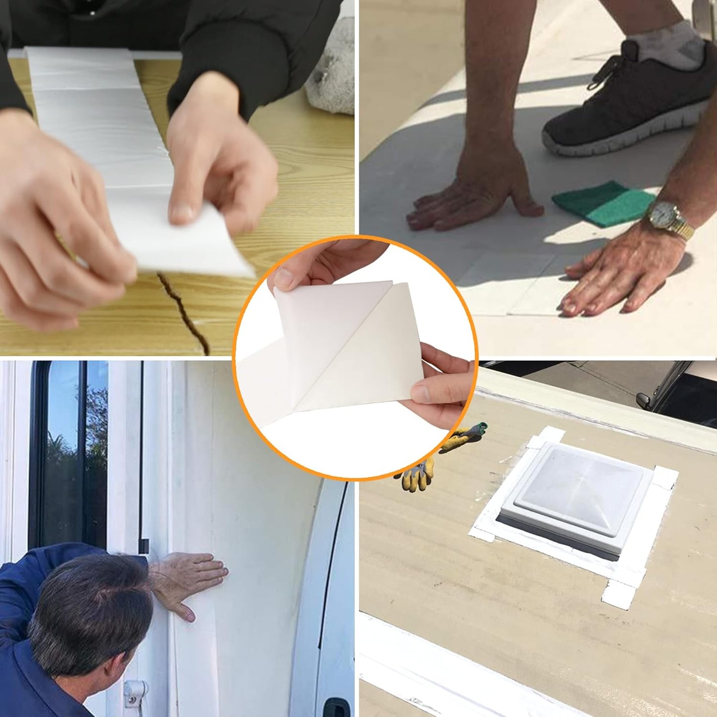 RV Roof Tape White, 4 Inch X 50 Feet RV Repair Sealant Tape, Stop Camper Roof Leaks, UV-Resistant, Weatherproof and Reliable for Camper, Trailer, Boat