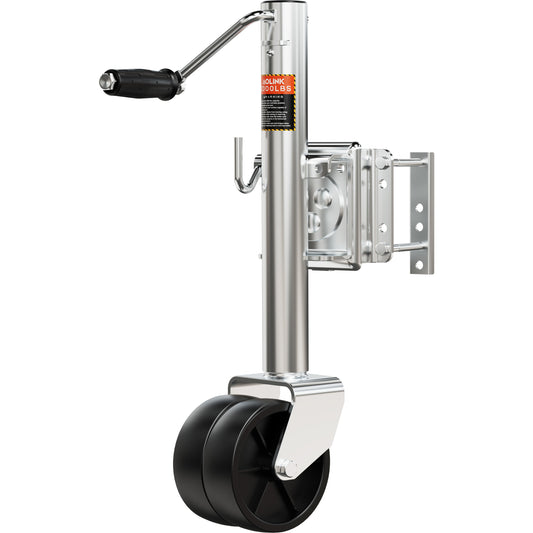 2000 lbs Trailer Jack with Dual Wheel, Heavy Duty Swivel Mount, 12" Lift, Bolt-on Tongue Jack for RV Boat Trailers