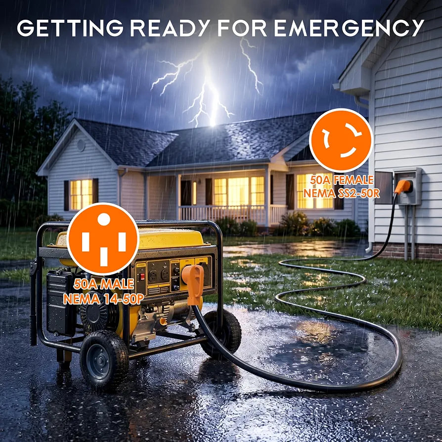 50 Amp 50 Feet RV/Generator Cord with 135° Designed Handle