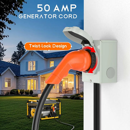 50 Amp 50 Feet RV/Generator Cord with 135° Designed Handle