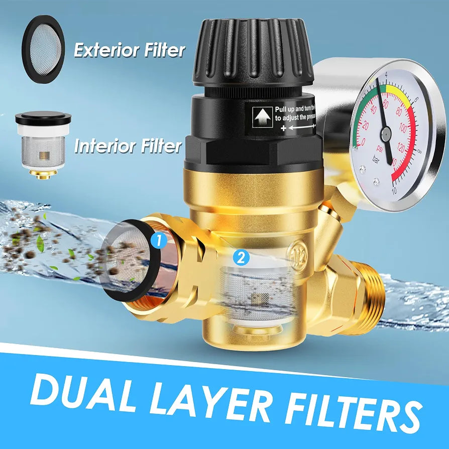 RV Water Pressure Regulator Valve, Brass Lead-Free