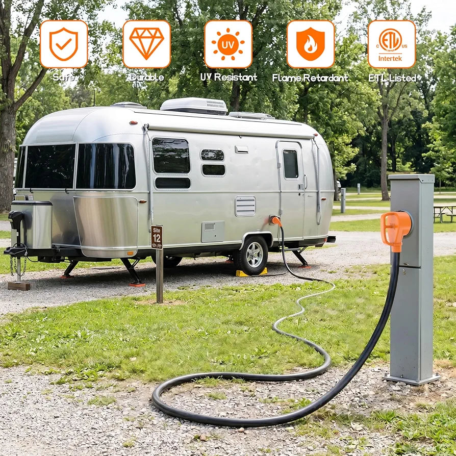 30 Amp 100 Feet RV Power Cord with 135° Designed Handle