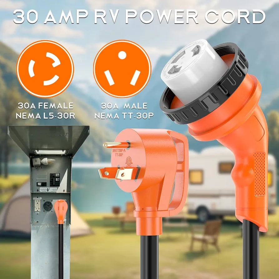 30 Amp 100 Feet RV Power Cord with 135° Designed Handle
