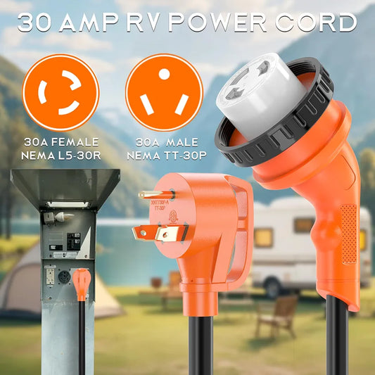 30 Amp 100 Feet RV Power Cord with 135° Designed Handle