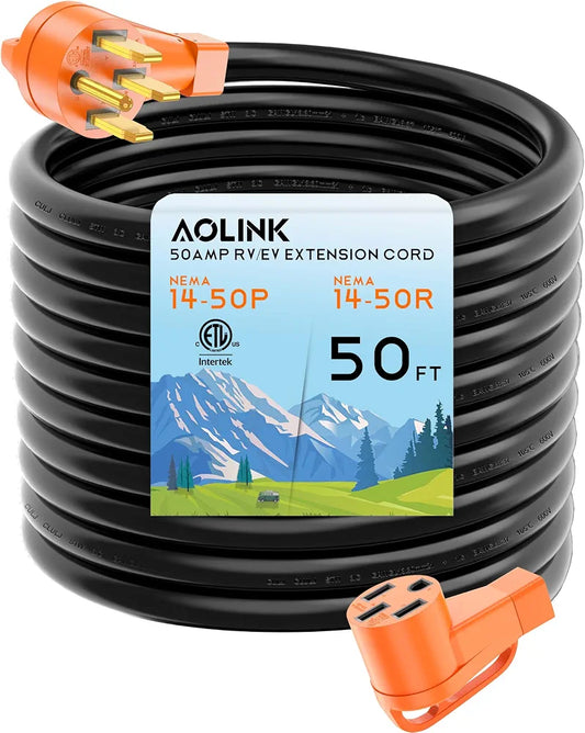 50 Amp RV/EV Extension Cord 50 Feet, Heavy Duty STW Wire