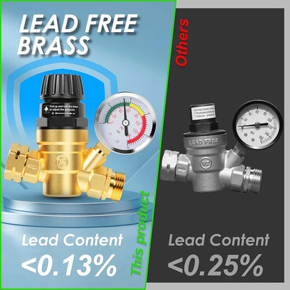 RV Water Pressure Regulator Valve, Brass Lead-Free